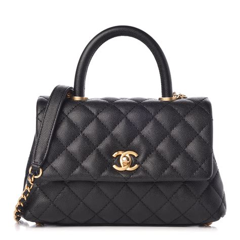 chanel coco handle small black caviar|CHANEL Caviar Quilted Mini Coco Handle Flap Black.